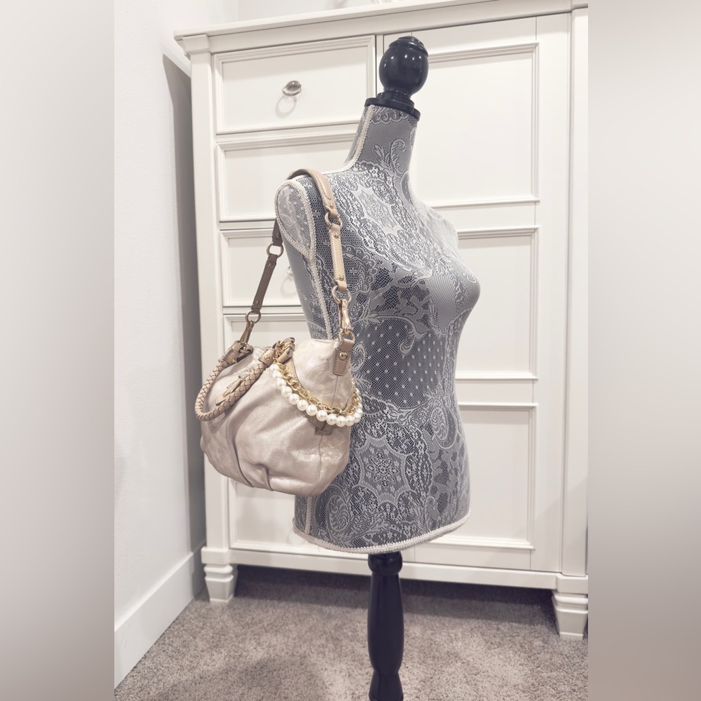 ✨🎀 Coach Madison Sophia Shimmery Champagne Gold Pleated Whipstitch Satchel Bag - Picture 12 of 17